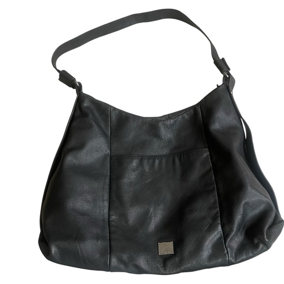 Kooba Leather Stratford Hobo Bag Tote Small‎ Defects- Pen Marks In Lining/ Black - Picture 1 of 14
